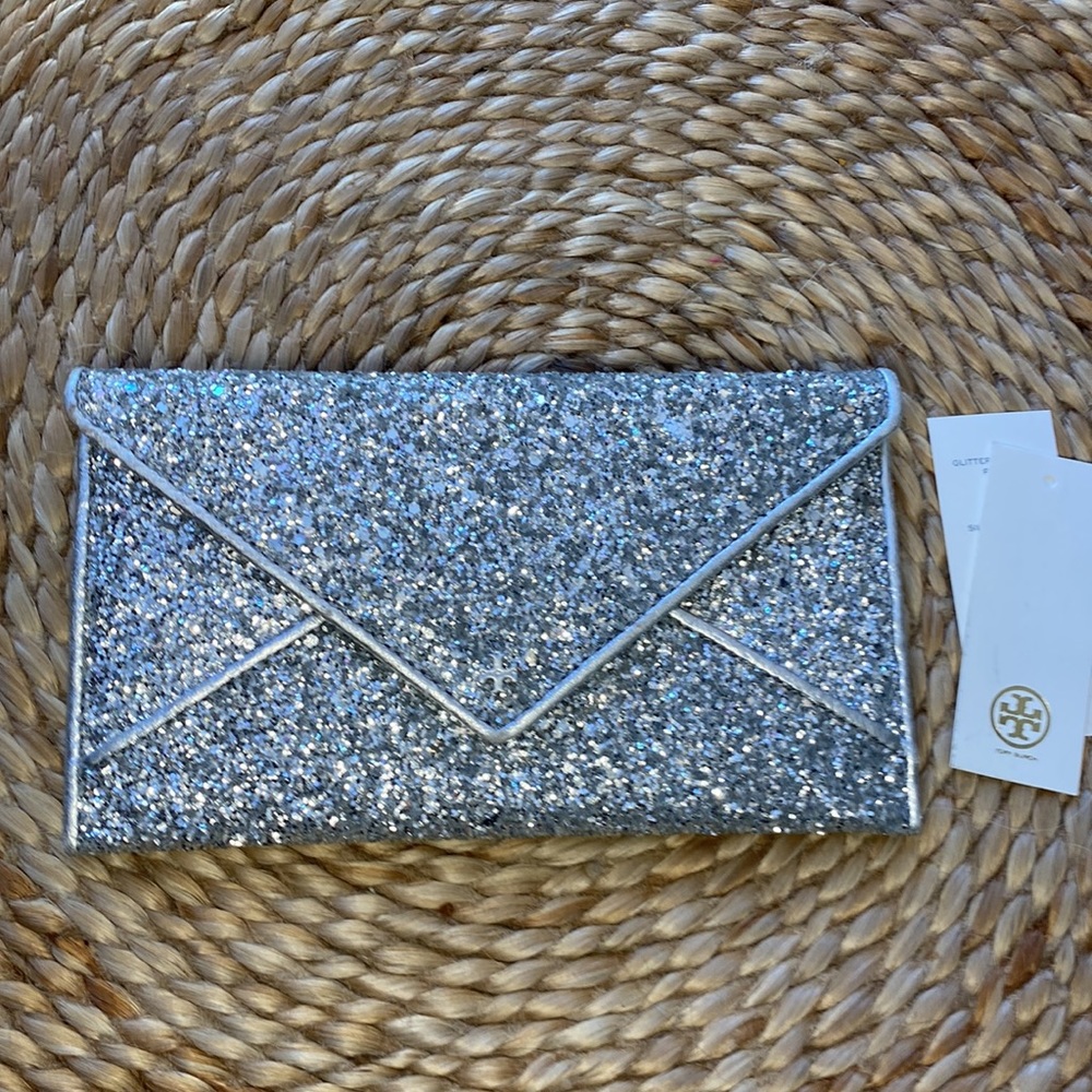 Tory Burch Silver Glitter Wallet